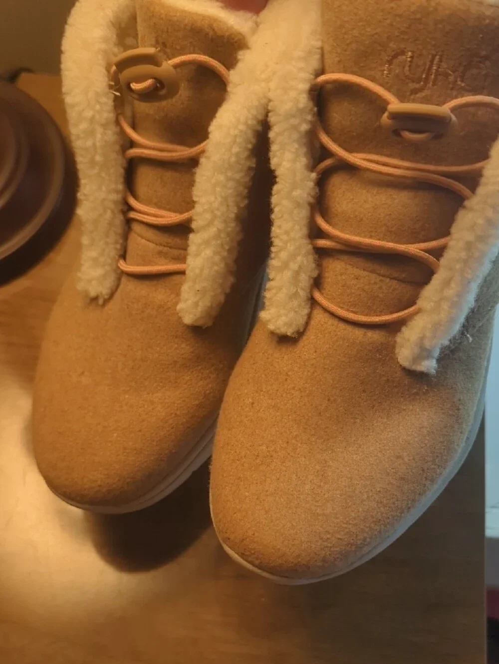Ryka Women’s Cozy Faux-Shearling Ankle Boots in Tan